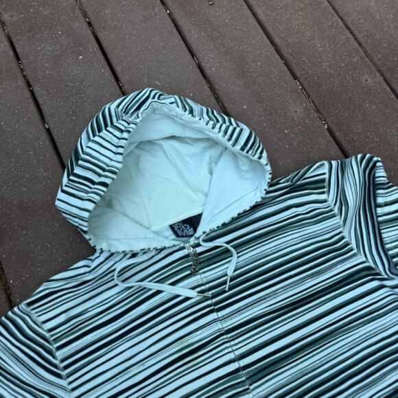 Vintage VTG Y2K Skater Volcom Stripe Zip Up Hoodie Sweatshirt - Picture 7 of 8